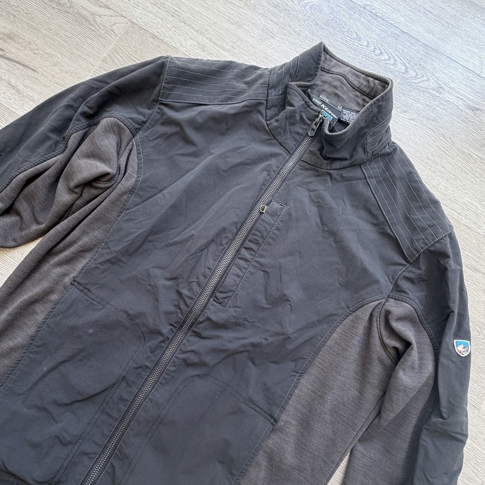 Kuhl Dfynce Jacket Mens M Black Softshell Full Zip Technical Outdoor Moto